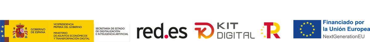 Logotipos del programa Kit Digital: Plan de Recuperación, Transformación y Resiliencia, Gobierno de España, Financiado por la Unión Europea (NextGenerationEU) y Red.es.
